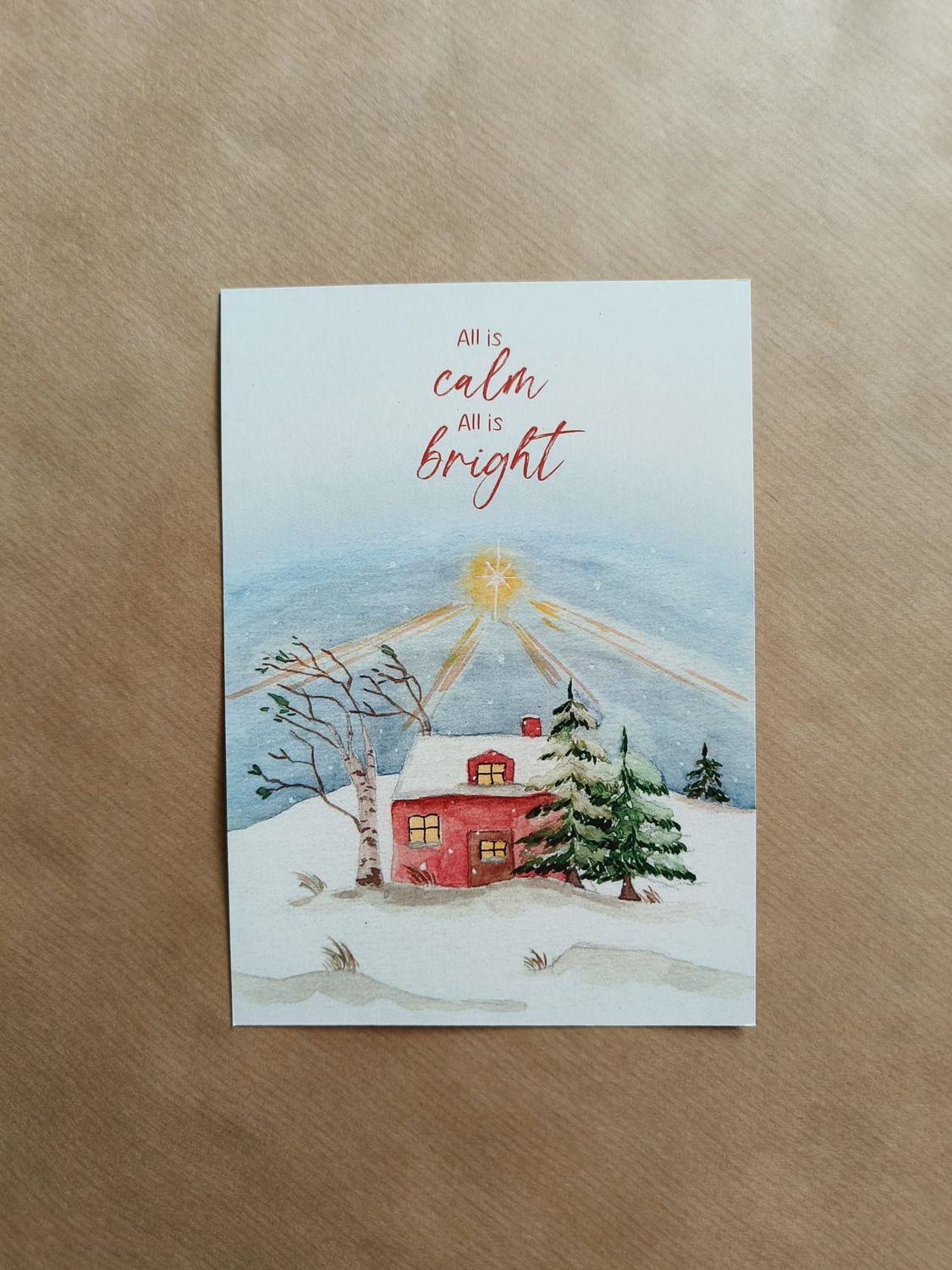 Kerstkaart - All is calm All is bright