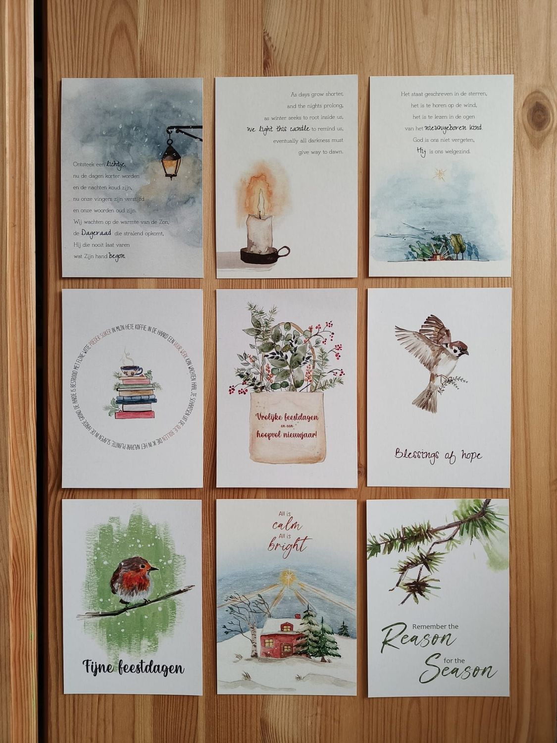 9 kerstkaarten met envelop