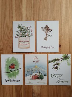 Kerstkaartenset - 5 kerstkaarten met envelop