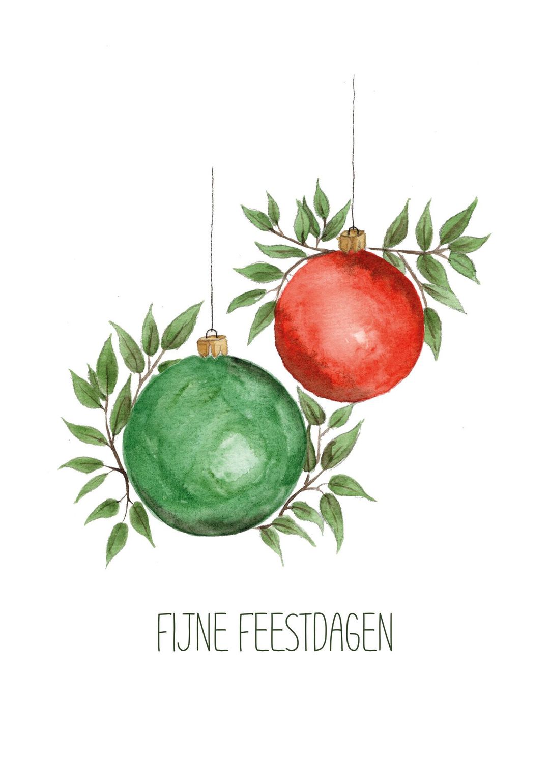 Kerstkaart - Kerstballen