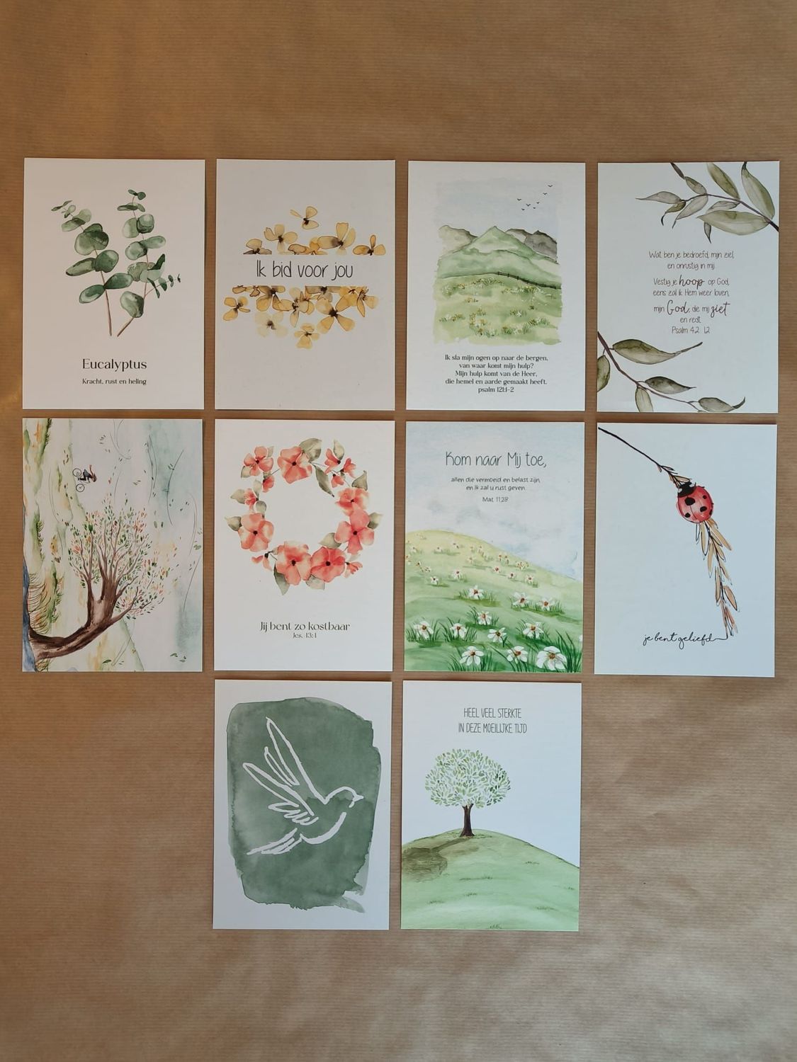 Kaartenset bemoediging - 10 christelijke kaarten met bemoedigingen inclusief envelop