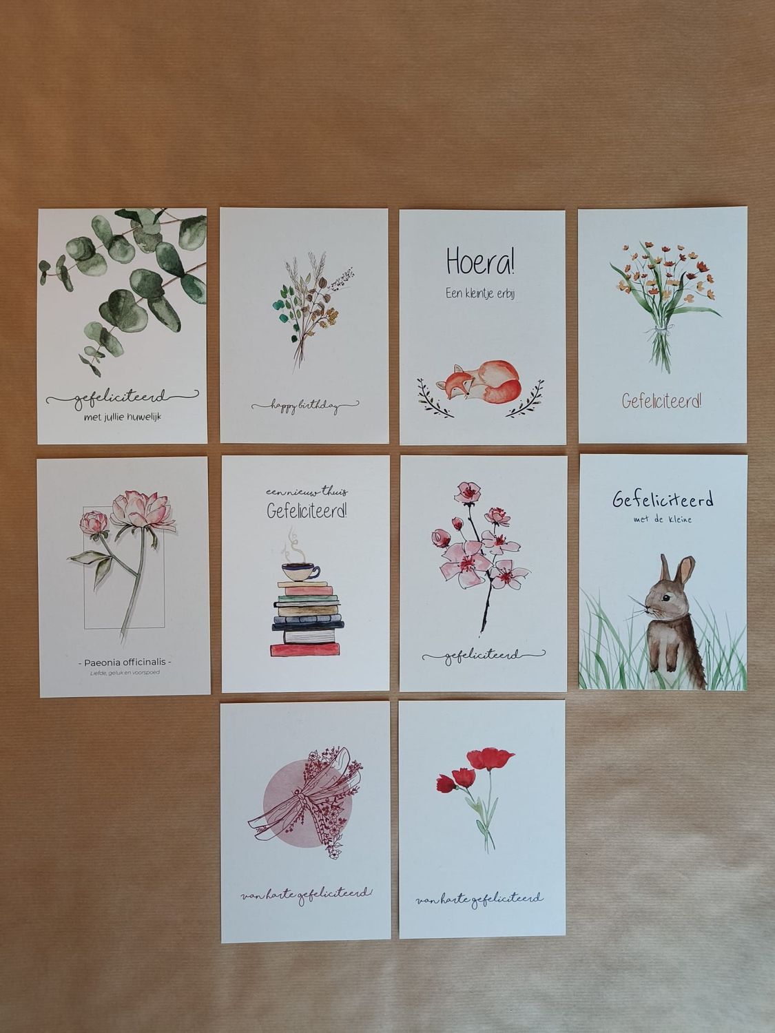 Kaartenset felicitaties - 10 felicitatiekaarten voor elk moment inclusief envelop