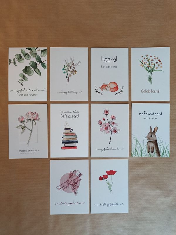 Kaartenset felicitaties - 10 felicitatiekaarten voor elk moment inclusief envelop