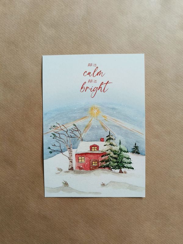 Kerstkaart - All is calm All is bright