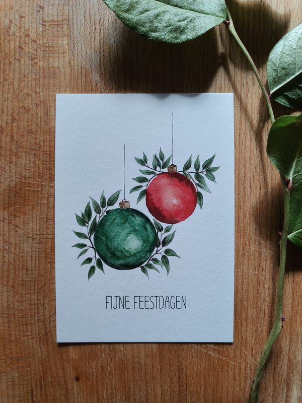 Kerstkaart - Kerstballen