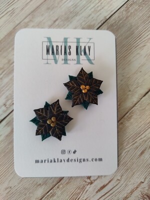 Poinsettia Black and Gold Stud