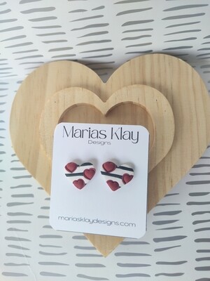 Striped Red Heart Studs