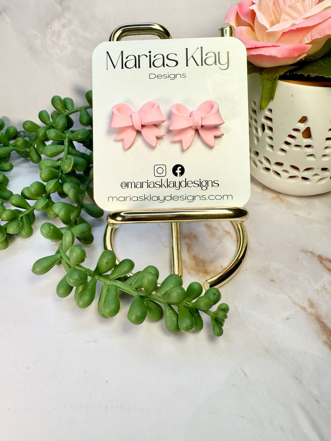 Pink Bow Stud Earrings