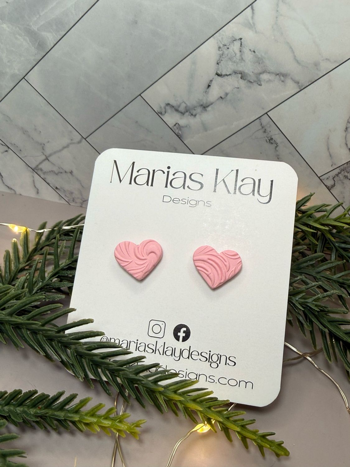 Pink Heart Studs