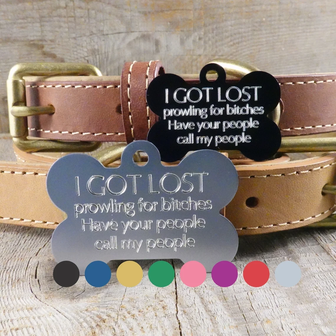 Custom Engraved Pet ID Tags for Dogs and Cats. Free Diamond Engraved Custom ID Multiple Colors and Sizes