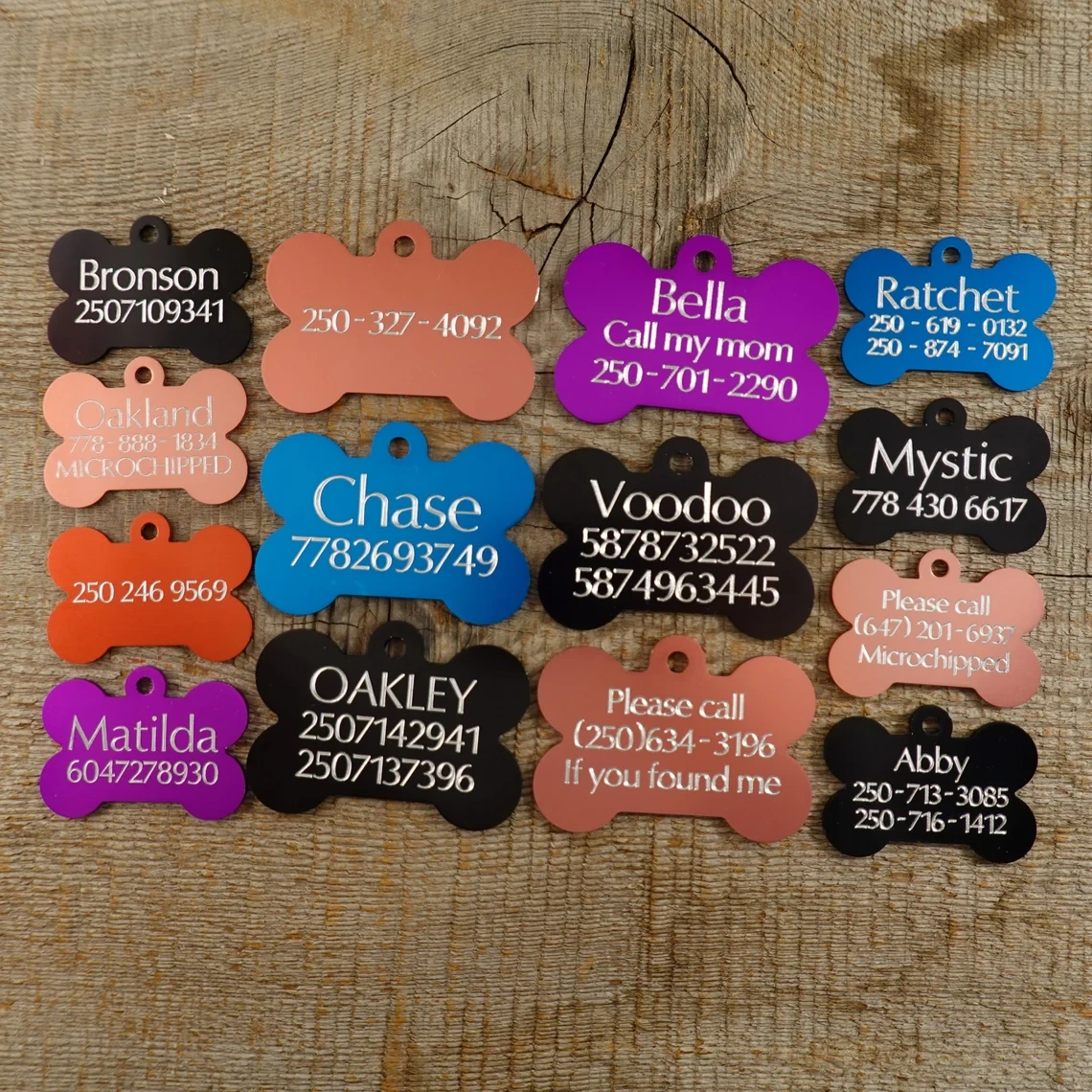 Custom Engraved Pet ID Tags for Dogs and Cats. Free Diamond Engraved Custom ID Multiple Colors and Sizes