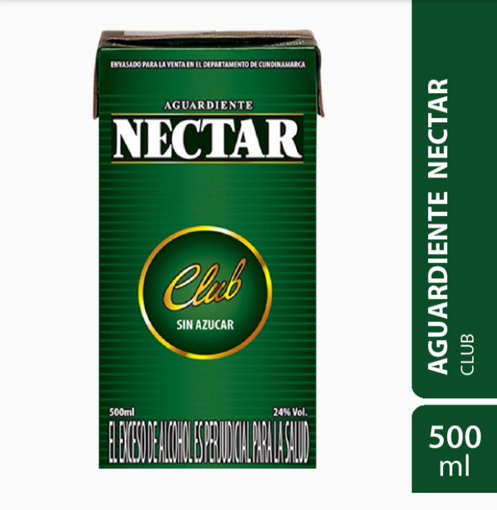 Aguardiente Nectar Club Verde 500 Ml