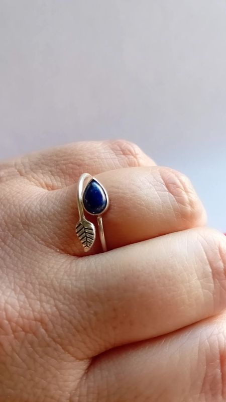 Anillo hojita y Lapislázuli