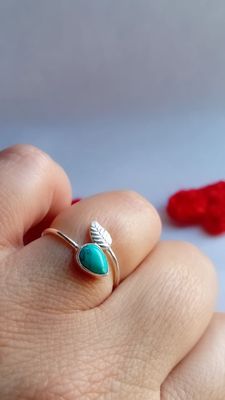 Anillo hojita y Turquesa.