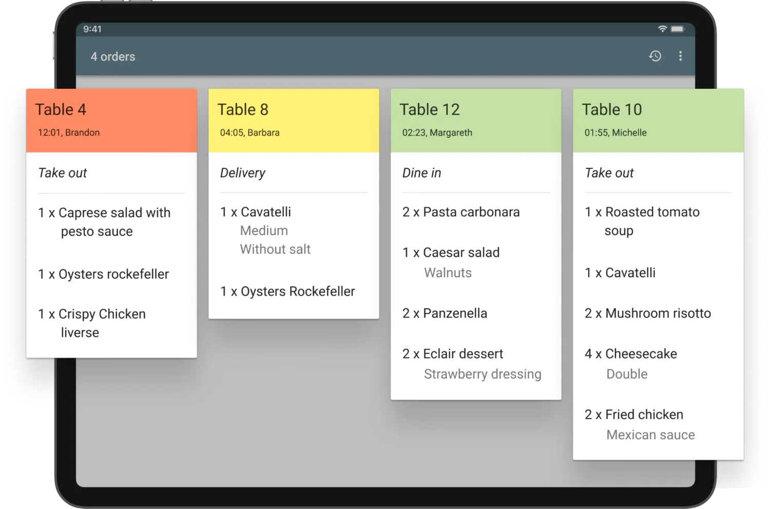 21" Kitchen Display System Android order management