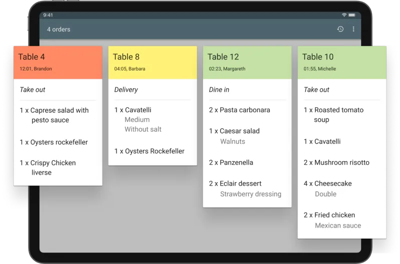 21" Kitchen Display System Android order management