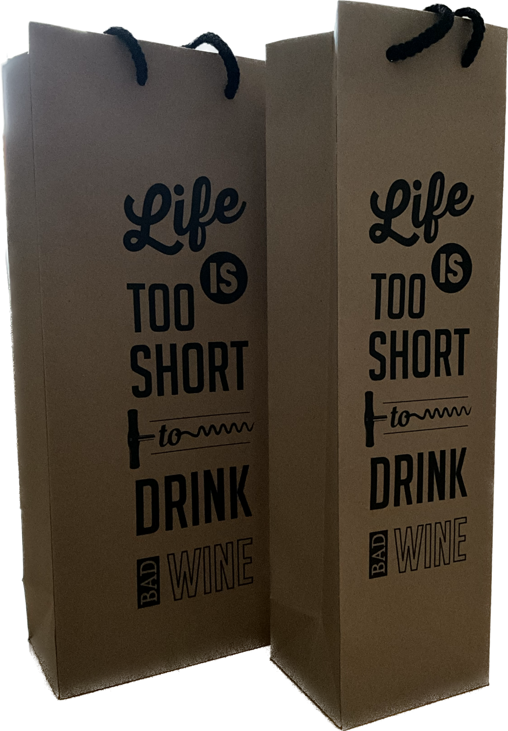 Flaschen-Tragetaschen Set (2 Stück)"Life is too short..."