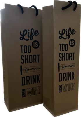 Flaschen-Tragetaschen Set (2 Stück)"Life is too short..."