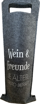 Weintragetasche Filz mit Spruch Wein & Freunde...