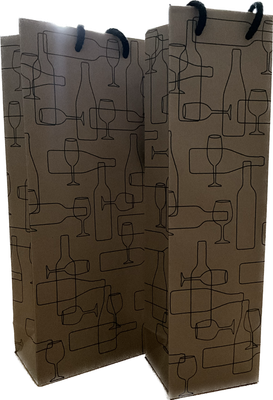 Flaschen-Tragetaschen Set  (2 Stück) Weinmotiv Modern