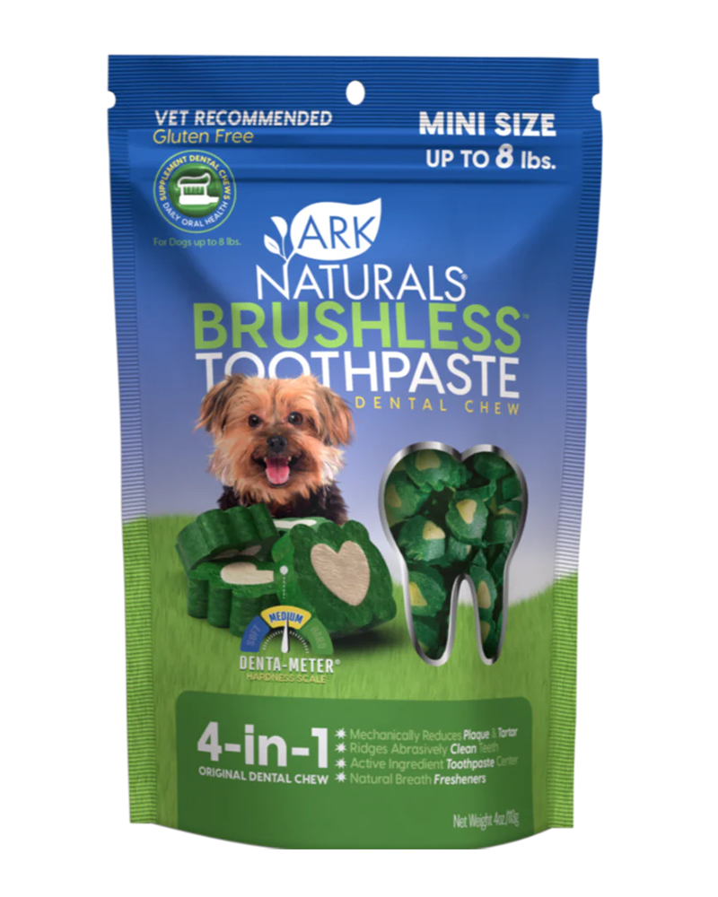 Ark Naturals Brushless Toothpaste Dental Chews for Dogs - Mini 4oz