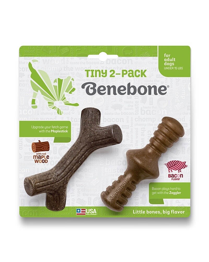 Benebone Tiny Puppy 2-Pack - Maplestick &amp; Bacon Zaggler