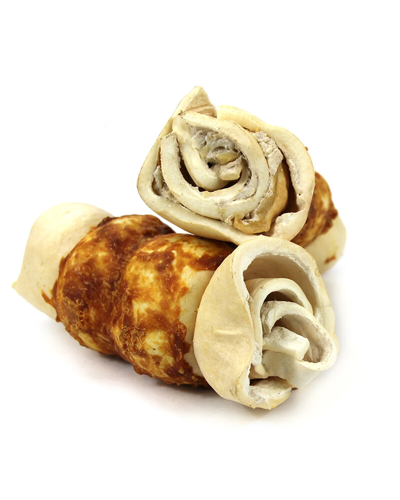 Tuesday&#39;s Natural Dog Company 5-6&quot; Chicken Basted  Beef Cheek Roll Dog Chew