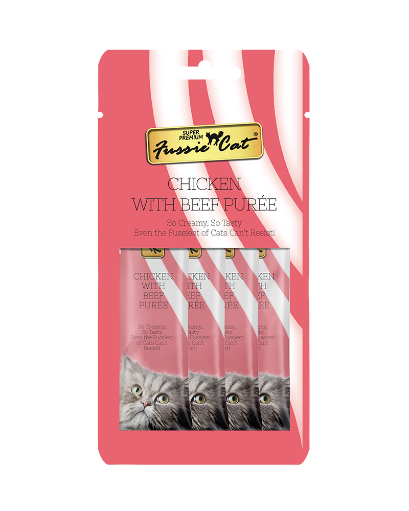 Fussie Cat Chicken &amp; Beef Puree Cat Treats (4 Pack)