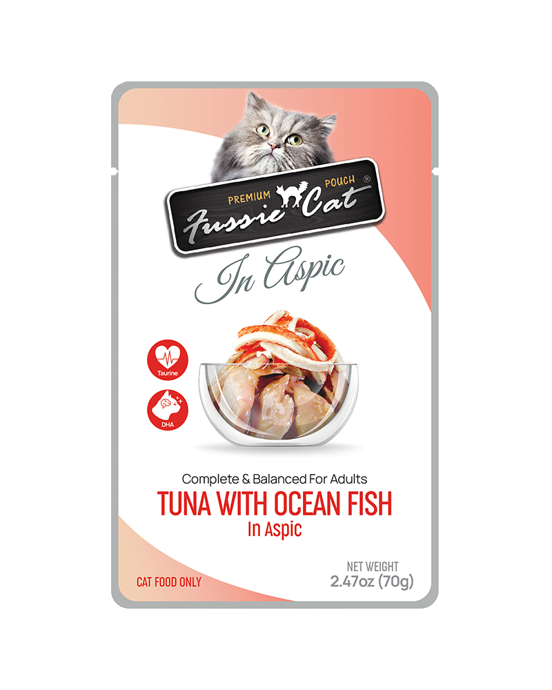 Fussie Cat Pouch Tuna &amp; Ocean Fish in Aspic Wet Cat Food 2.47oz