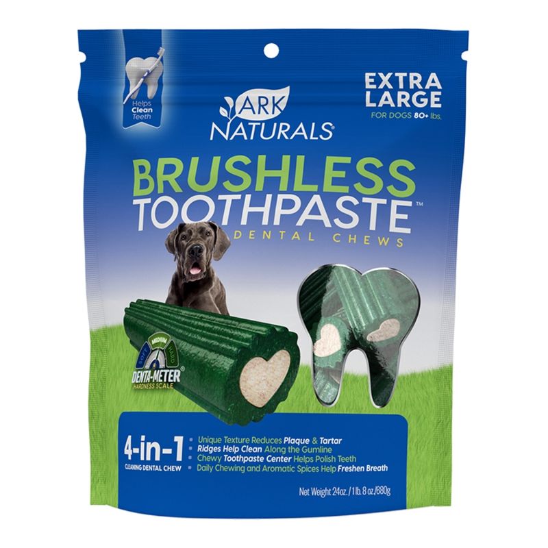 Ark Naturals Brushless Toothpaste Dental Chews for Dogs -Extra Large 24oz”