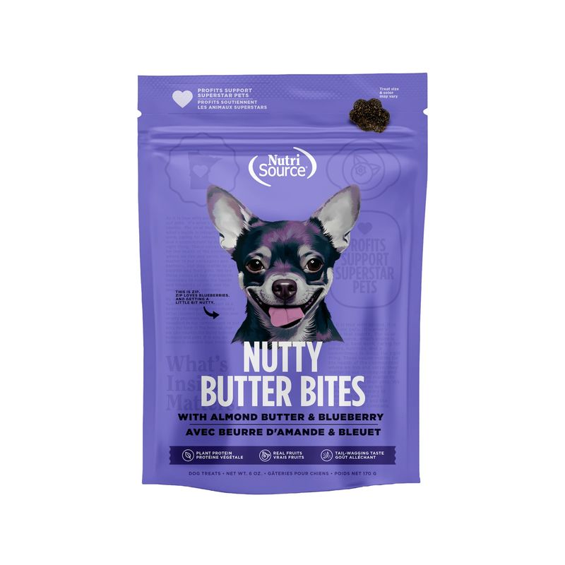 NutriSource Nutty Butter Bites Blueberry &amp; Almond Butter Dog Treats 6oz