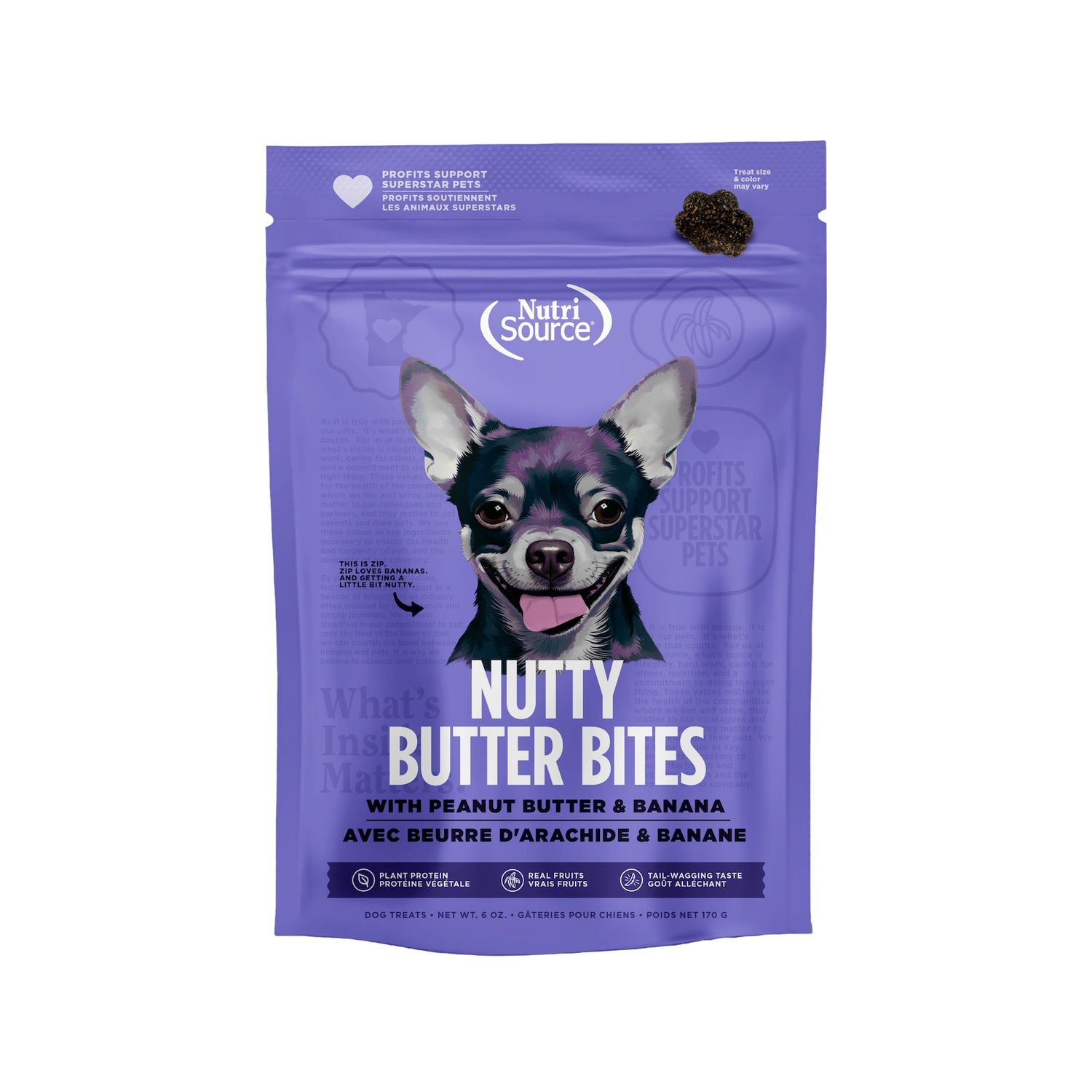 NutriSource Nutty Butter Bites Banana &amp; Peanut Butter Dog Treats 6oz