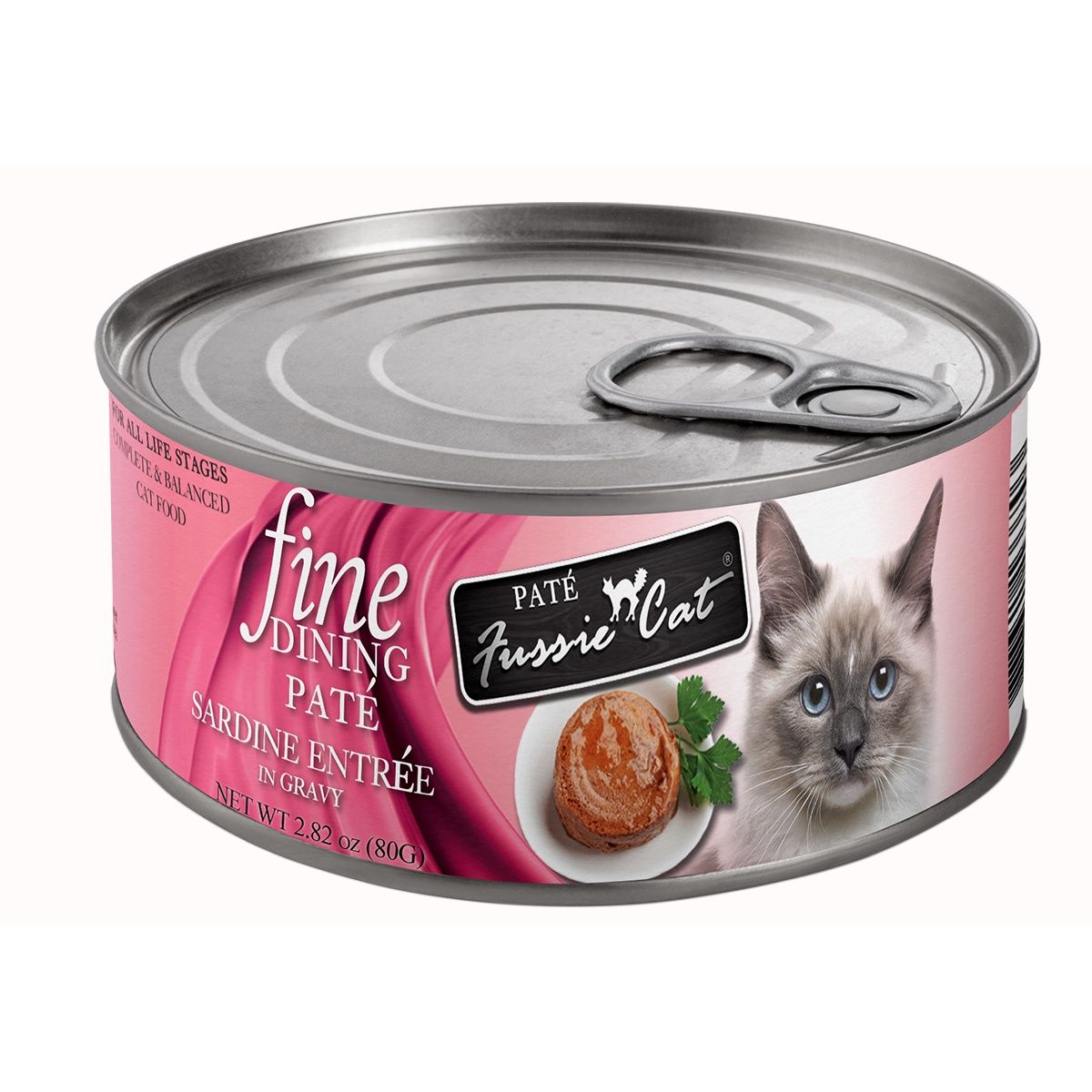 24 Pack:  Fussie Cat Fine Dining Pate Sardine Wet Cat Food 2.8oz