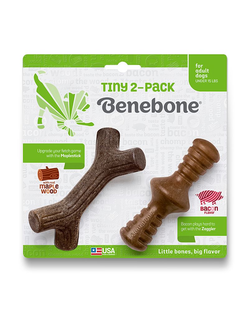 Benebone Tiny Puppy 2-Pack - Maplestick &amp; Bacon Zaggler