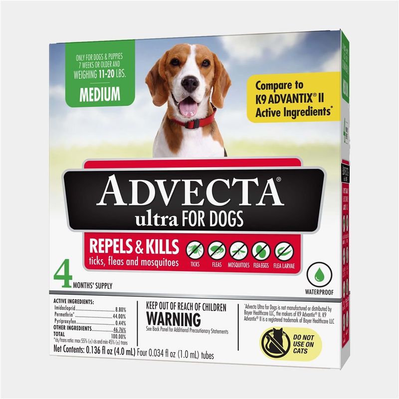 Advecta Ultra MED Dog 11-20lbs 4 Pack Flea &amp; Tick