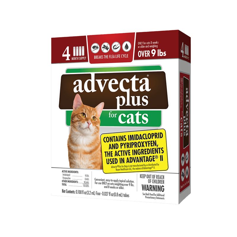 Advecta Plus LG Cat 9lbs+ 4 Pack Flea &amp; Tick