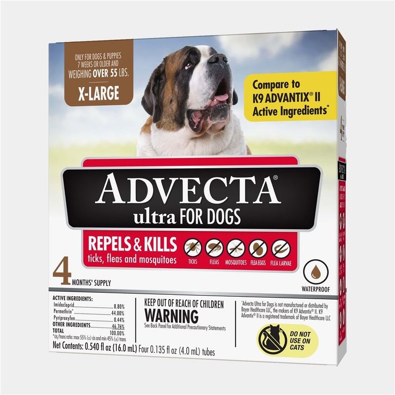 Advecta Ultra XL Dog Over 55lbs 4 Pack Flea &amp; Tick