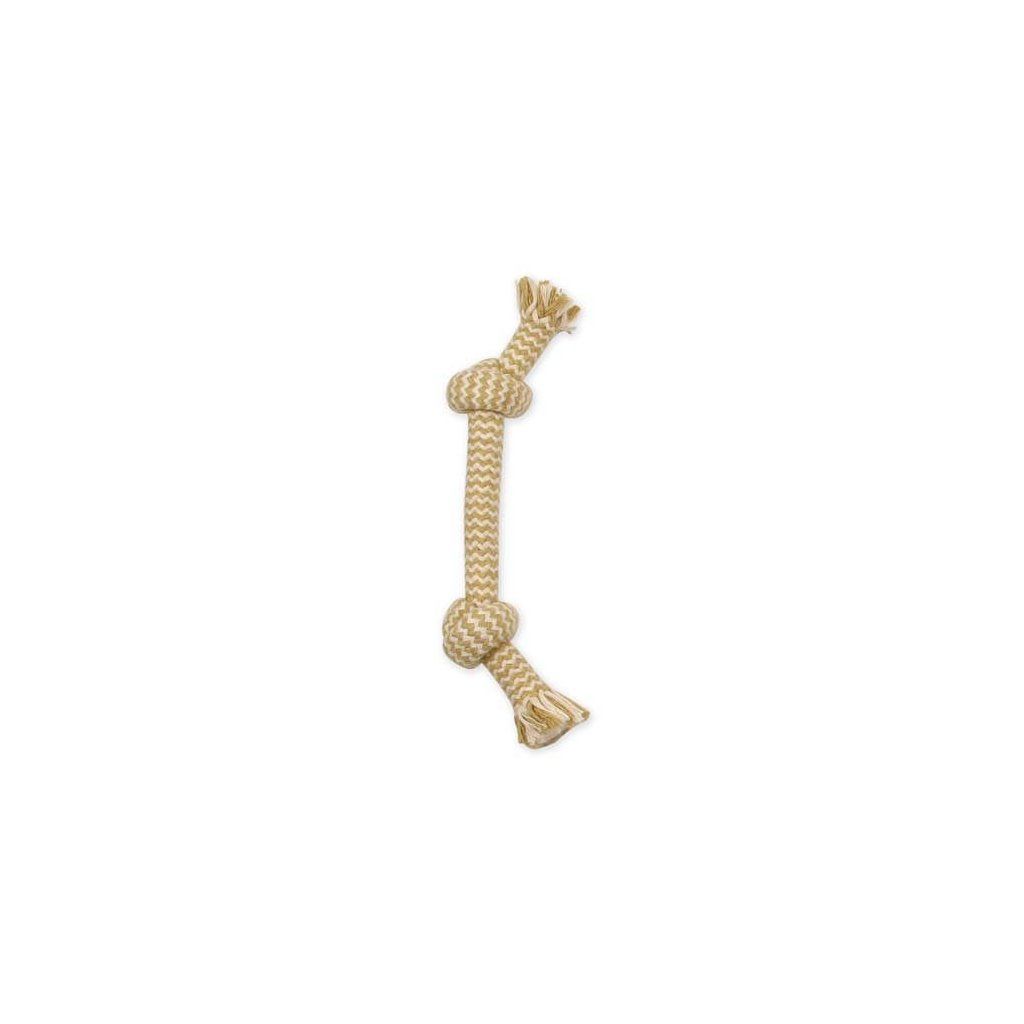 MAMMOTH Flossy Chews 2-Knot Bone 9" Peanut Butter-Scented Dog Toy