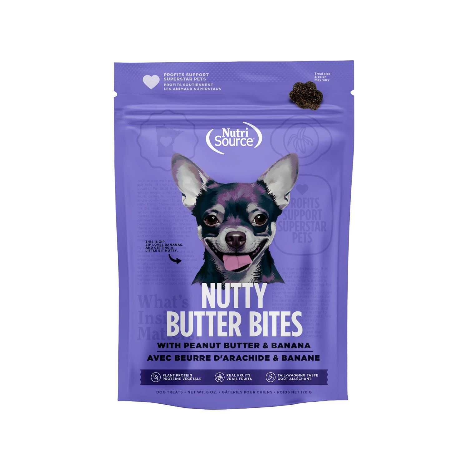 NutriSource Nutty Butter Bites Banana &amp; Peanut Butter Dog Treats 6oz