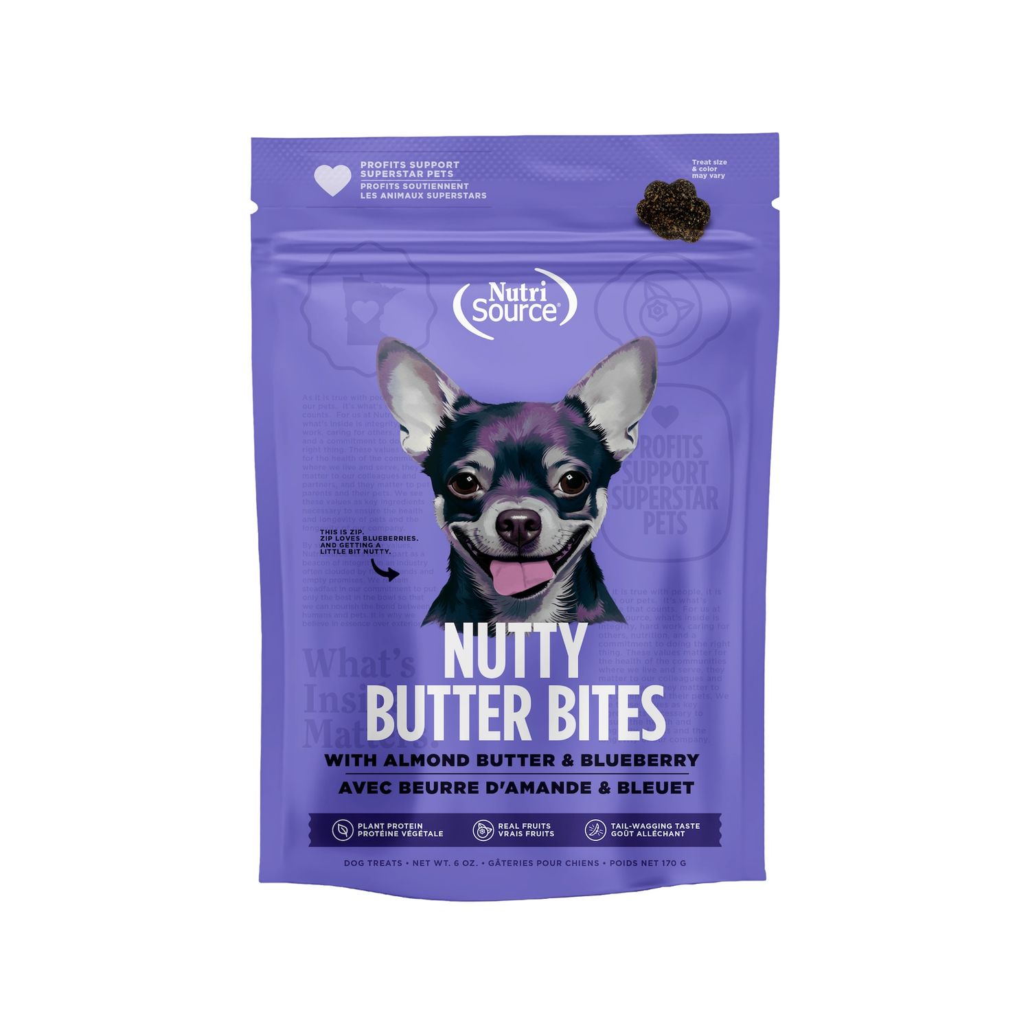 NutriSource Nutty Butter Bites Blueberry &amp; Almond Butter Dog Treats 6oz