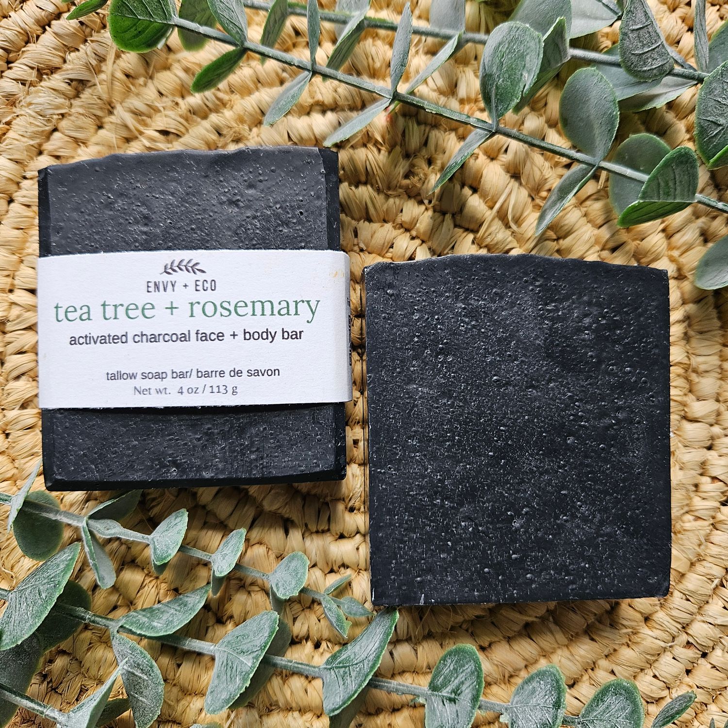 Tea Tree &amp; Rosemary Activated Charcoal Face/Body Bar