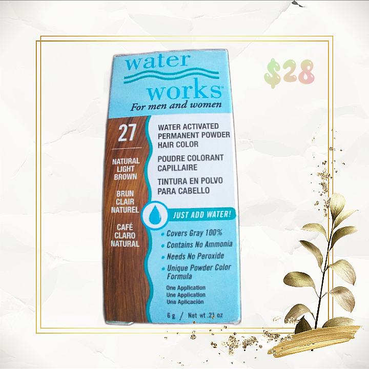 Water works permanent powder hair colour - Natural light brown