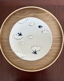 Hand-painted Swallow 19cm Round Dish(有田焼ツバメ６寸皿）