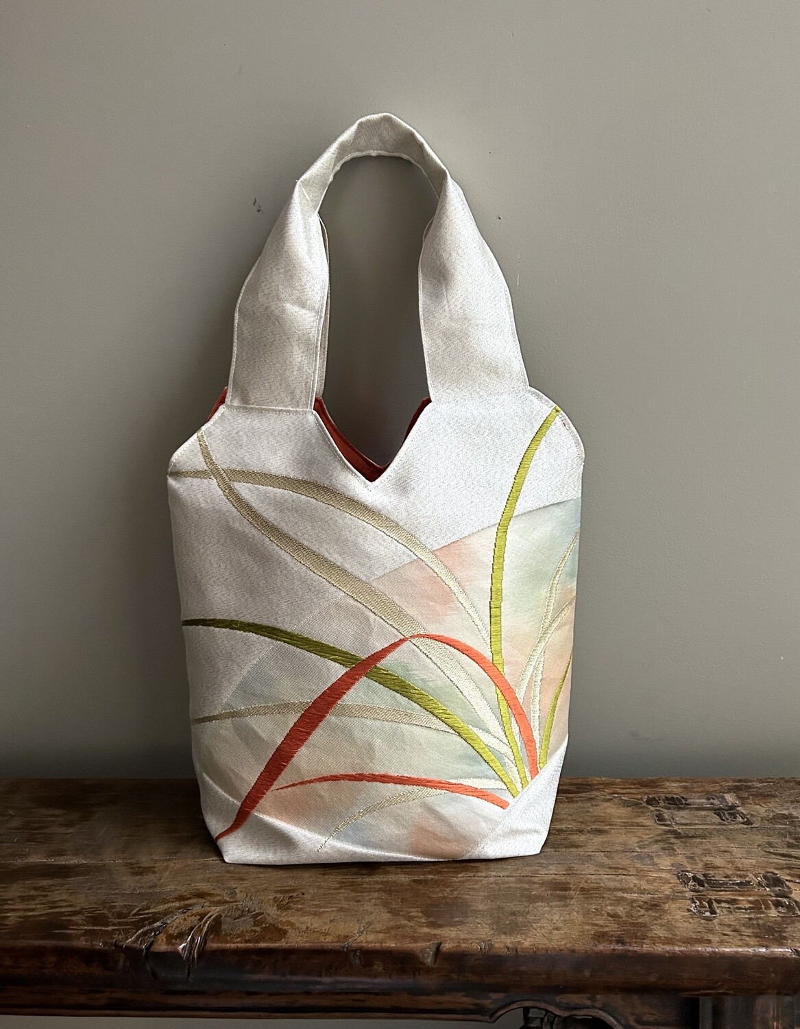 Upcycled Silk Obi Sash Bag - White