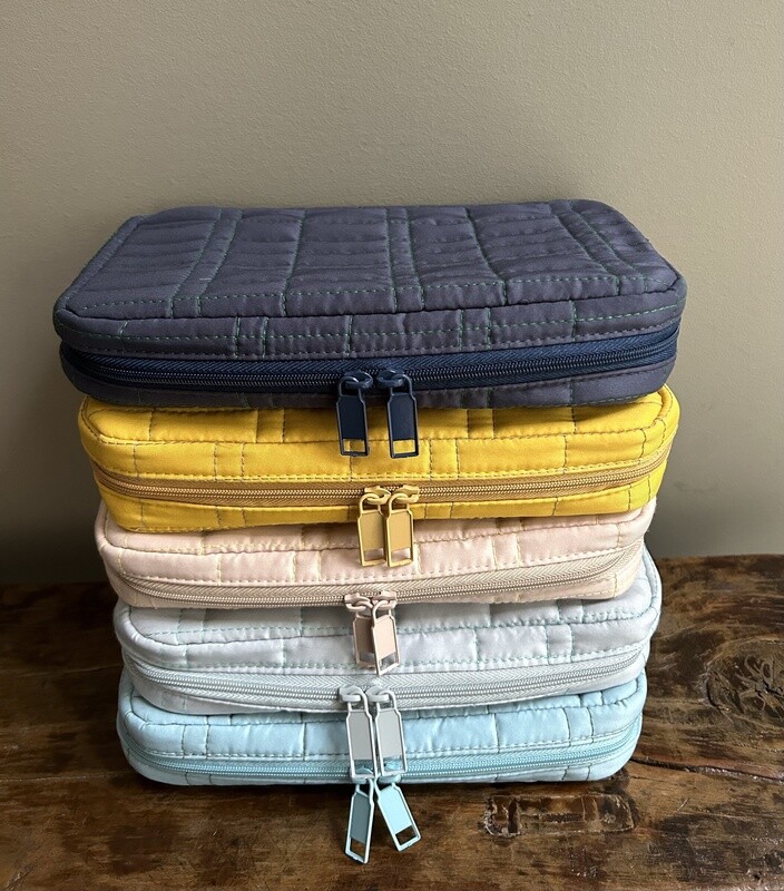 Quilted Gadget Pouch (with mesh compartments) - Three Colours