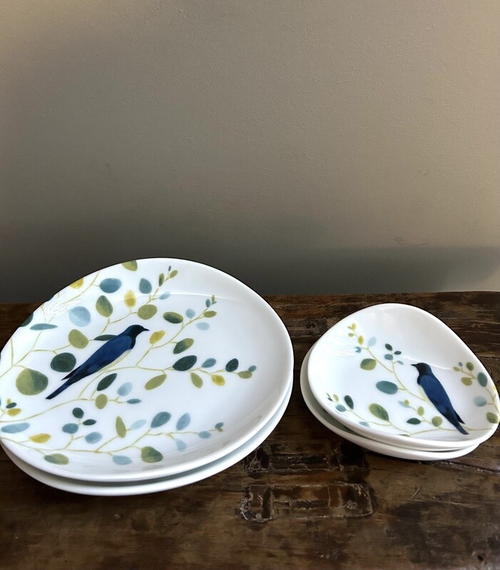 Blue Bird Four Plates in Gift Box