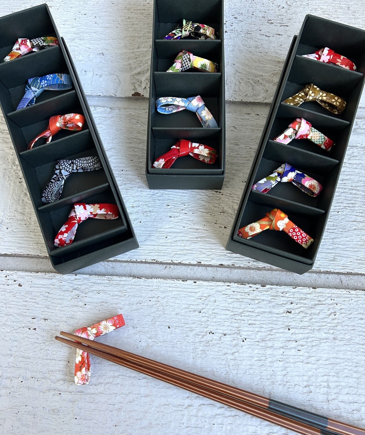 Chopstick Rest - Lacquered Chiyogami Paper - set of five