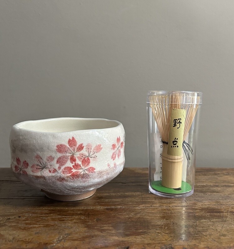 Mini Matcha Cup and Whisk - Cherry Blossom