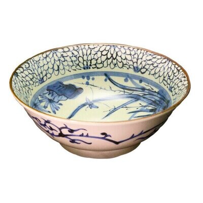 Kozome Flower and Bird 19.5 cm Bowl(古染花鳥ボウル）