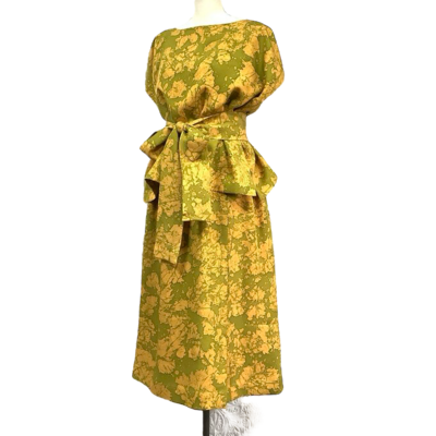 Upcycled Silk Kimono Three-piece Set - French Sleeve Top, Skirt, and Ribbon
